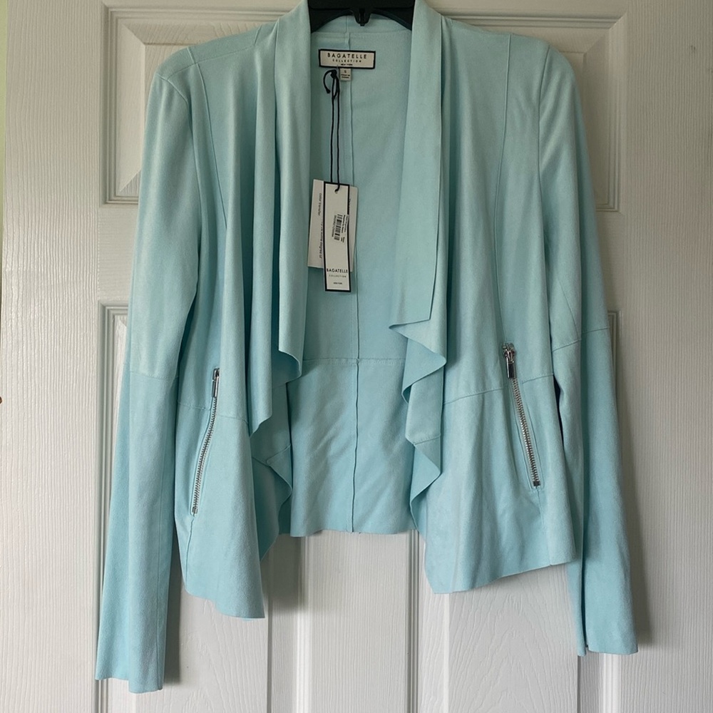 Bagatelle Aqua Blue Vegan Suede Jacket